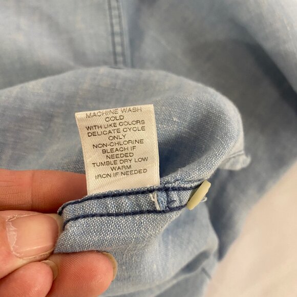 Roundtree & Yorke Men’s 100% Linen Light Blue Button Down Size XL - Picture 12 of 12